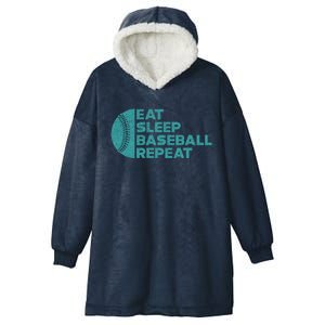 Eat Sleep Baseball Repeat Funny Bat And Ball Softball Lovers Gift Hooded Wearable Blanket