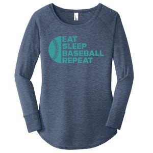 Eat Sleep Baseball Repeat Funny Bat And Ball Softball Lovers Gift Women's Perfect Tri Tunic Long Sleeve Shirt