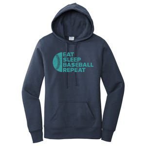 Eat Sleep Baseball Repeat Funny Bat And Ball Softball Lovers Gift Women's Pullover Hoodie