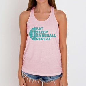 Eat Sleep Baseball Repeat Funny Bat And Ball Softball Lovers Gift Women's Knotted Racerback Tank