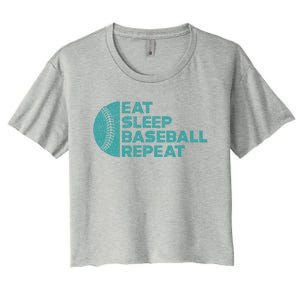 Eat Sleep Baseball Repeat Funny Bat And Ball Softball Lovers Gift Women's Crop Top Tee