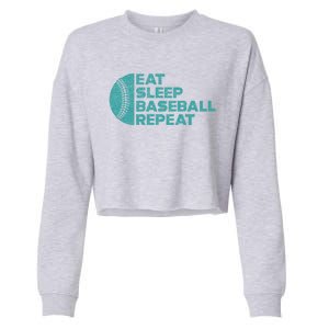 Eat Sleep Baseball Repeat Funny Bat And Ball Softball Lovers Gift Cropped Pullover Crew