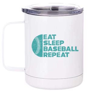 Eat Sleep Baseball Repeat Funny Bat And Ball Softball Lovers Gift 12 oz Stainless Steel Tumbler Cup