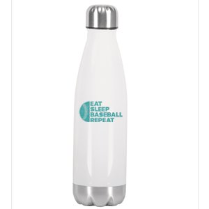 Eat Sleep Baseball Repeat Funny Bat And Ball Softball Lovers Gift Stainless Steel Insulated Water Bottle