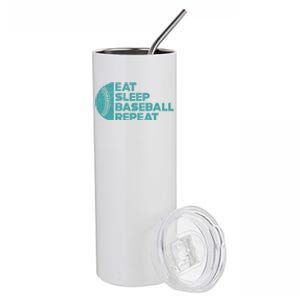 Eat Sleep Baseball Repeat Funny Bat And Ball Softball Lovers Gift Stainless Steel Tumbler