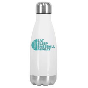 Eat Sleep Baseball Repeat Funny Bat And Ball Softball Lovers Gift Stainless Steel Insulated Water Bottle