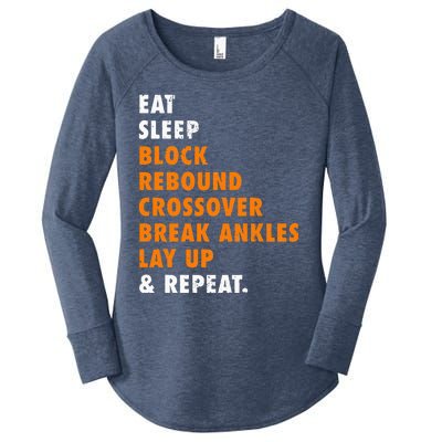 Eat Sleep Basketball Repeat Funny Gift For Basketball Player Women's Perfect Tri Tunic Long Sleeve Shirt