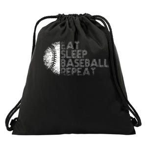 Eat Sleep Baseball Repeat Baseball Player Funny Baseball Drawstring Bag