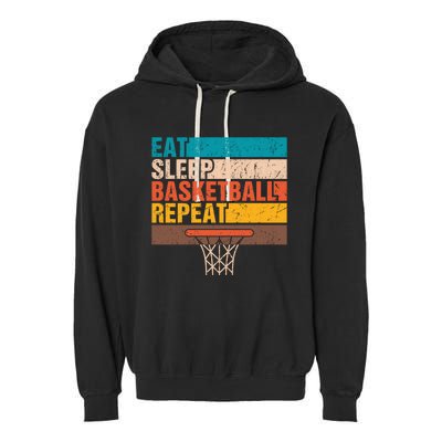 Eat. Sleep. Basketball. Repeat. Basketball Youths Bball Garment-Dyed Fleece Hoodie