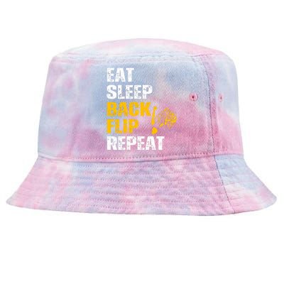 Eat Sleep Back Flip Repeat Acrobat Gymnastics Gift Tie-Dyed Bucket Hat