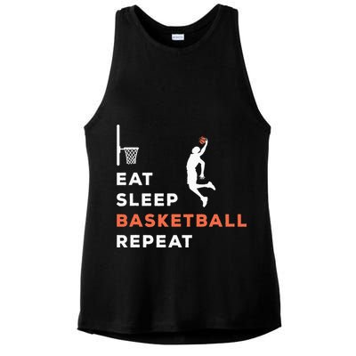 Eat Sleep Basketball Repeat Player Coach Hooper Ladies PosiCharge Tri-Blend Wicking Tank