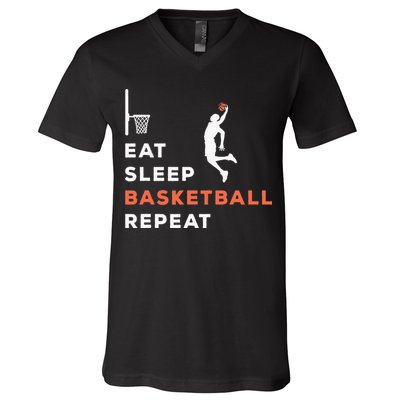 Eat Sleep Basketball Repeat Player Coach Hooper V-Neck T-Shirt
