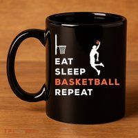 Eat Sleep Basketball Repeat Player Coach Hooper 11oz C Handle Ceramic Mug