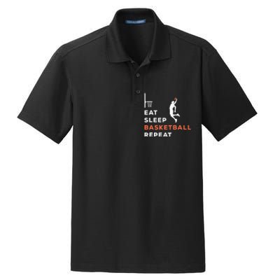 Eat Sleep Basketball Repeat Player Coach Hooper Dry Zone Grid Polo