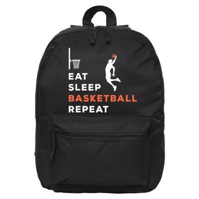 Eat Sleep Basketball Repeat Player Coach Hooper 16 in Basic Backpack