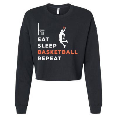 Eat Sleep Basketball Repeat Player Coach Hooper Cropped Pullover Crew