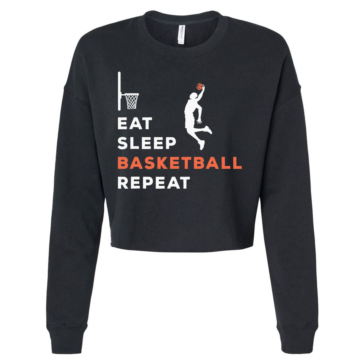 Eat Sleep Basketball Repeat Player Coach Hooper Cropped Pullover Crew