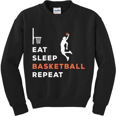 Eat Sleep Basketball Repeat Player Coach Hooper Kids Sweatshirt
