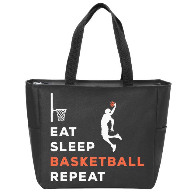 Eat Sleep Basketball Repeat Player Coach Hooper Zip Tote Bag