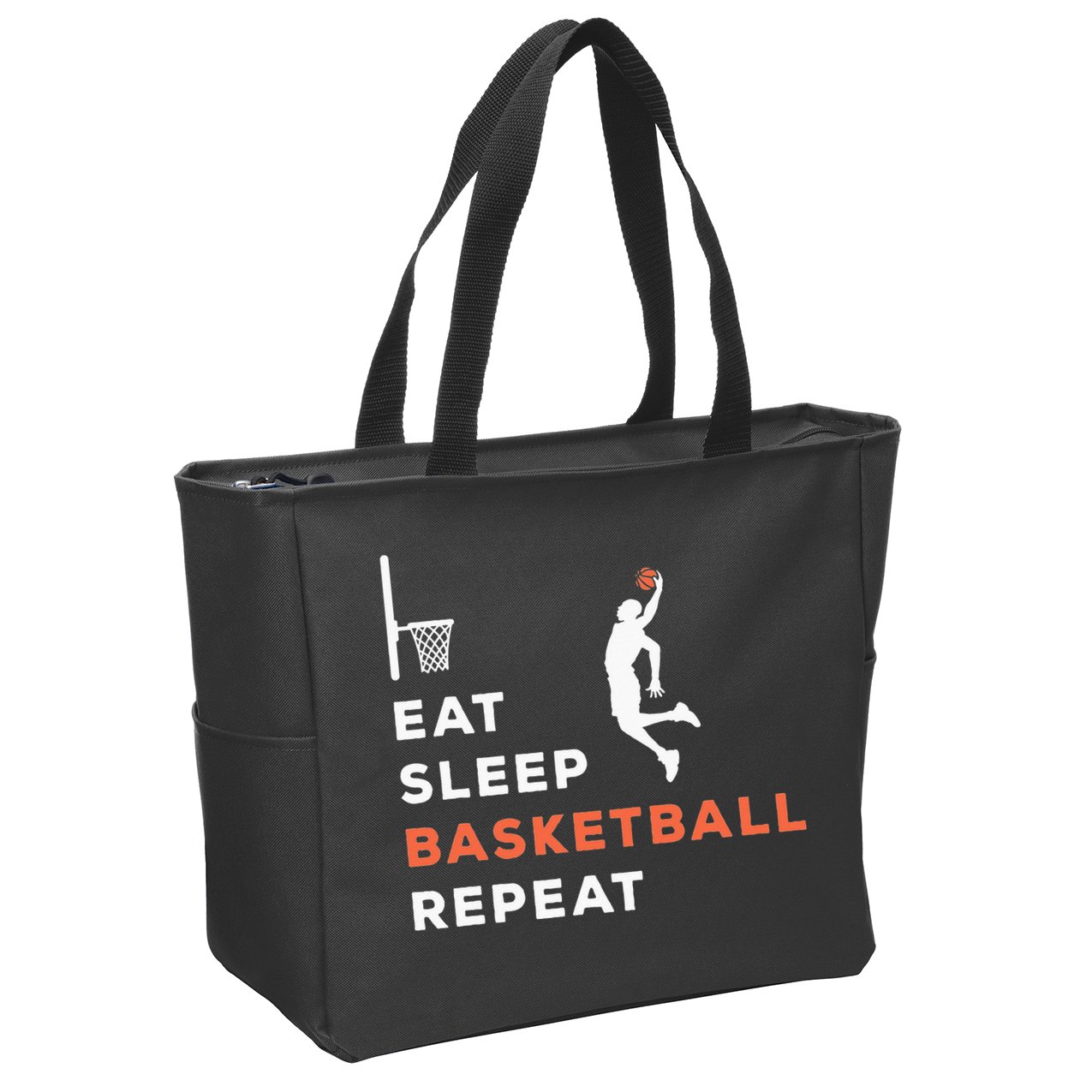 Eat Sleep Basketball Repeat Player Coach Hooper Zip Tote Bag