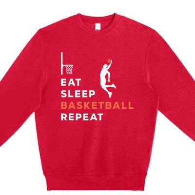 Eat Sleep Basketball Repeat Player Coach Hooper Premium Crewneck Sweatshirt