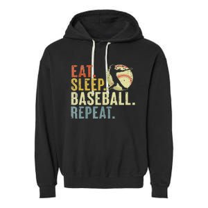 Eat Sleep Baseball Repeat Funny Baseball Lover Garment-Dyed Fleece Hoodie