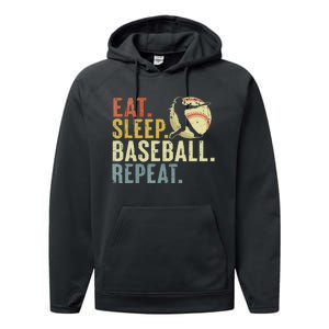 Eat Sleep Baseball Repeat Funny Baseball Lover Performance Fleece Hoodie