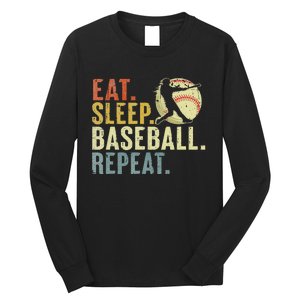 Eat Sleep Baseball Repeat Funny Baseball Lover Long Sleeve Shirt