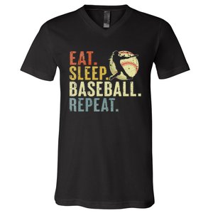 Eat Sleep Baseball Repeat Funny Baseball Lover V-Neck T-Shirt