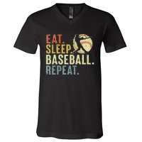 Eat Sleep Baseball Repeat Funny Baseball Lover V-Neck T-Shirt