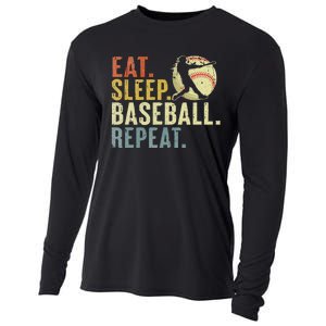 Eat Sleep Baseball Repeat Funny Baseball Lover Cooling Performance Long Sleeve Crew