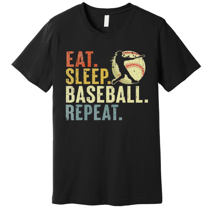 Eat Sleep Baseball Repeat Funny Baseball Lover Premium T-Shirt