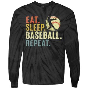 Eat Sleep Baseball Repeat Funny Baseball Lover Tie-Dye Long Sleeve Shirt