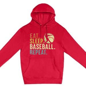 Eat Sleep Baseball Repeat Funny Baseball Lover Premium Pullover Hoodie