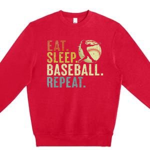 Eat Sleep Baseball Repeat Funny Baseball Lover Premium Crewneck Sweatshirt