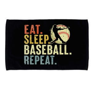 Eat Sleep Baseball Repeat Funny Baseball Lover Player Microfiber Hand Towel