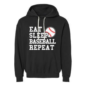 Eat Sleep Baseball Repeat Funny Baseball Lover Garment-Dyed Fleece Hoodie