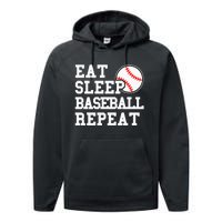 Eat Sleep Baseball Repeat Funny Baseball Lover Performance Fleece Hoodie