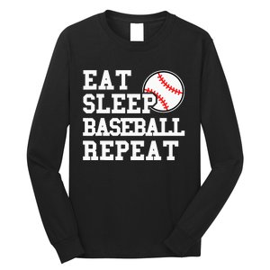 Eat Sleep Baseball Repeat Funny Baseball Lover Long Sleeve Shirt