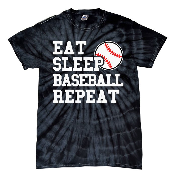 Eat Sleep Baseball Repeat Funny Baseball Lover Tie-Dye T-Shirt