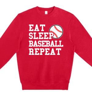 Eat Sleep Baseball Repeat Funny Baseball Lover Premium Crewneck Sweatshirt