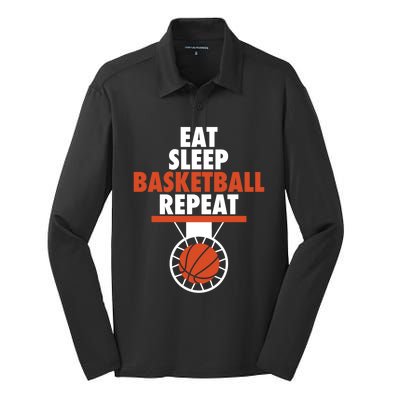 Eat Sleep Basketball Repeat Cool Basketball Sport Player Tee Gift Silk Touch Performance Long Sleeve Polo