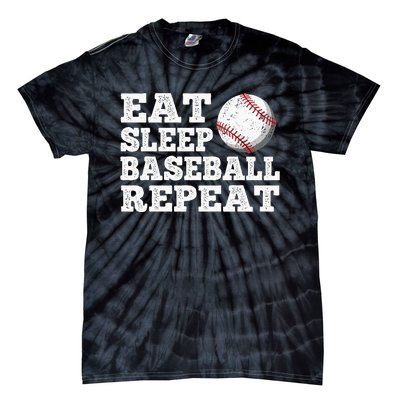 Eat Sleep Baseball Repeat Funny Baseball Lover Tie-Dye T-Shirt