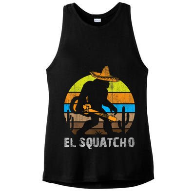 El Squatcho Bigfoot Sasquatch Ladies PosiCharge Tri-Blend Wicking Tank