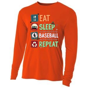 Eat Sleep Baseball Repeat Christmas Baseball Player Xmas Cute Gift Cooling Performance Long Sleeve Crew