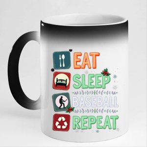 Eat Sleep Baseball Repeat Christmas Baseball Player Xmas Cute Gift 11oz Black Color Changing Mug