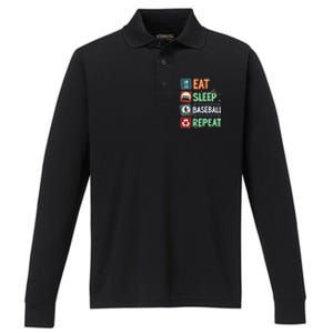 Eat Sleep Baseball Repeat Christmas Baseball Player Xmas Cute Gift Performance Long Sleeve Polo