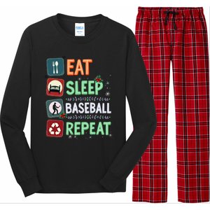 Eat Sleep Baseball Repeat Christmas Baseball Player Xmas Cute Gift Long Sleeve Pajama Set