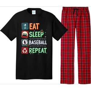 Eat Sleep Baseball Repeat Christmas Baseball Player Xmas Cute Gift Pajama Set