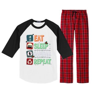 Eat Sleep Baseball Repeat Christmas Baseball Player Xmas Cute Gift Raglan Sleeve Pajama Set